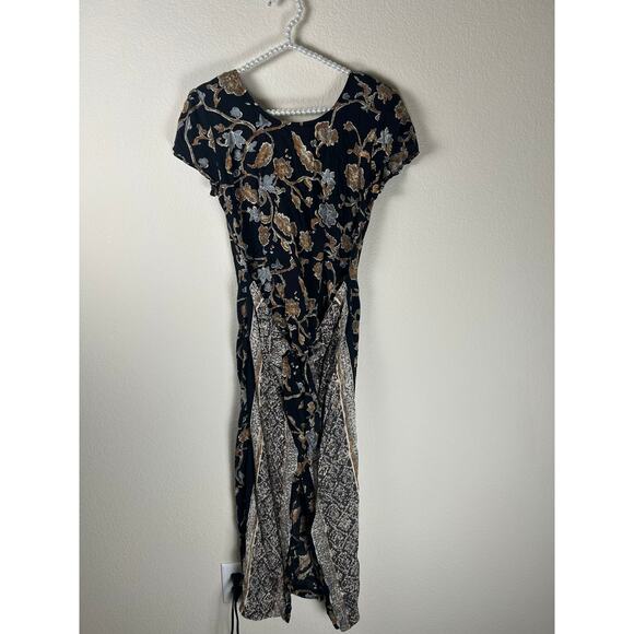 Vintage 90's All That Jazz Dress Maxi Floral Short Sleeve A Chorus Line Dress - Picture 1 of 12